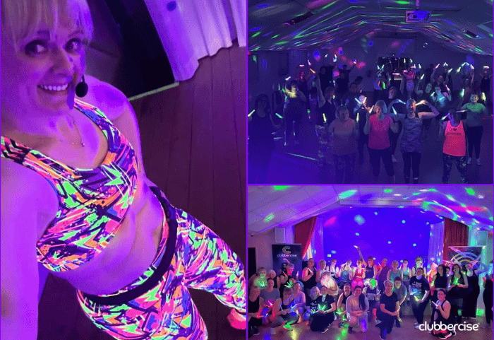 Selfie of Clubbercise instructor Claire Wyatt and her class